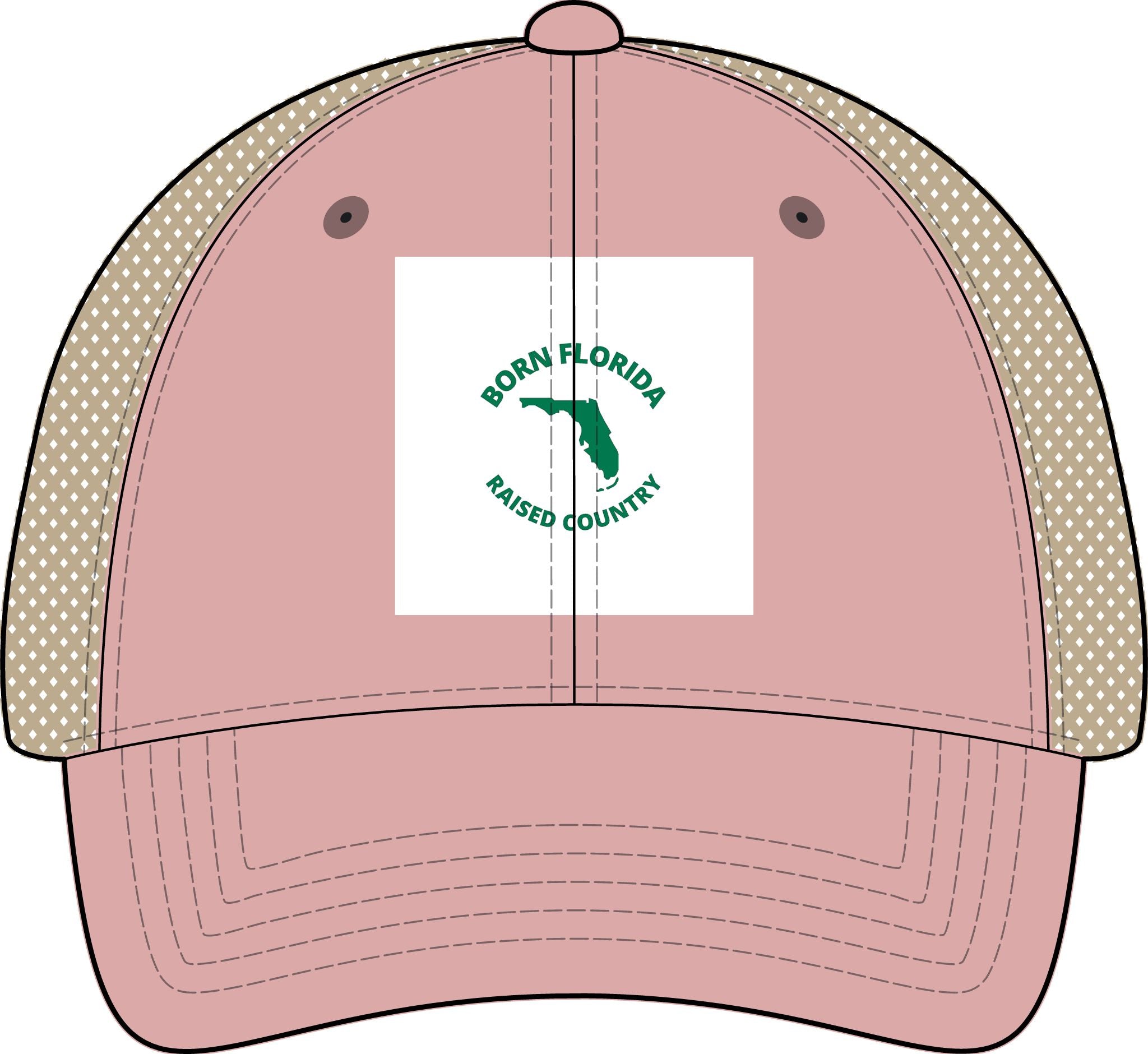 Born Florida • Raised Country Women's Distressed Trucker Hat (Embroidered Patch)