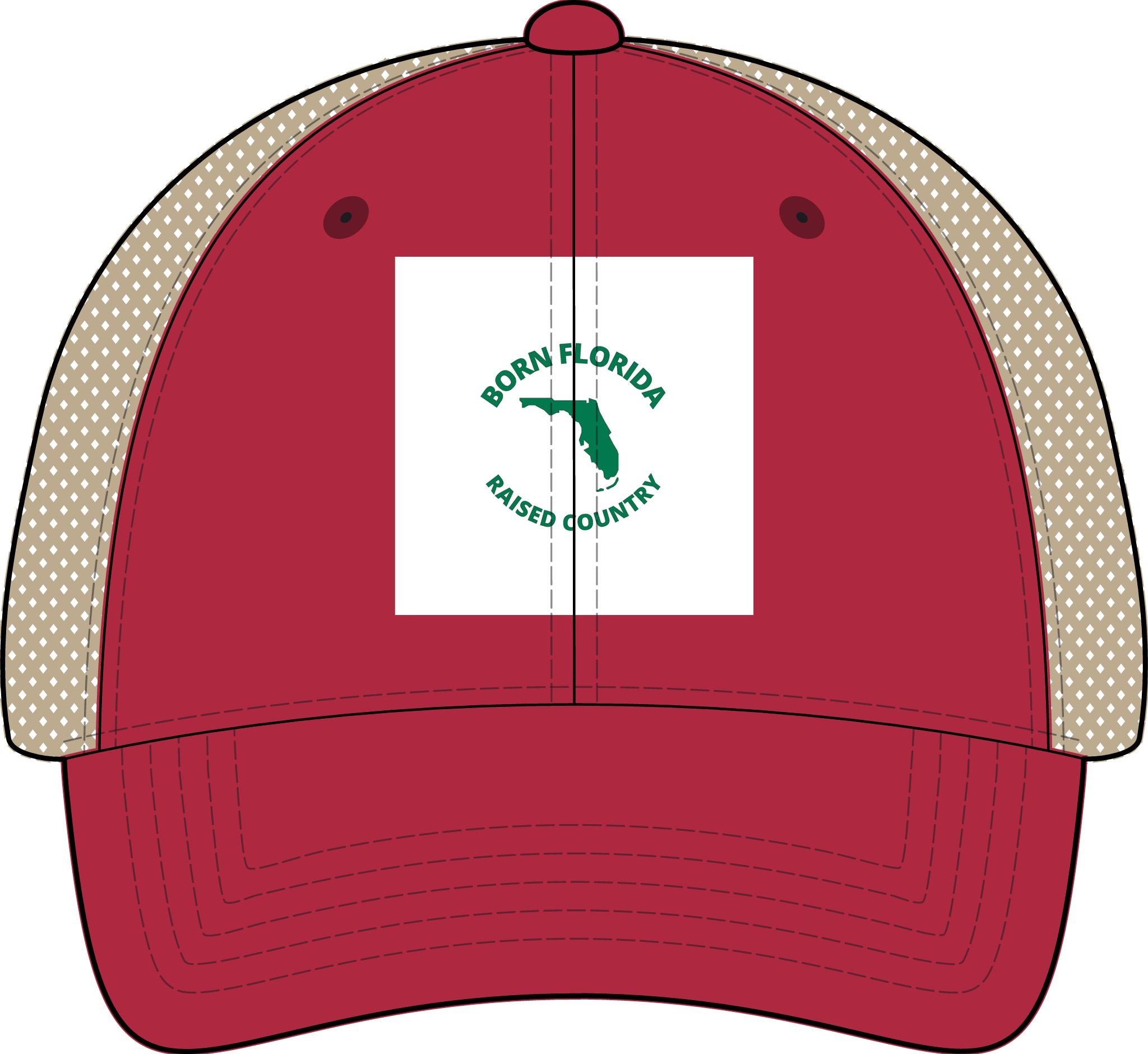 Born Florida • Raised Country Women's Distressed Trucker Hat (Embroidered Patch)