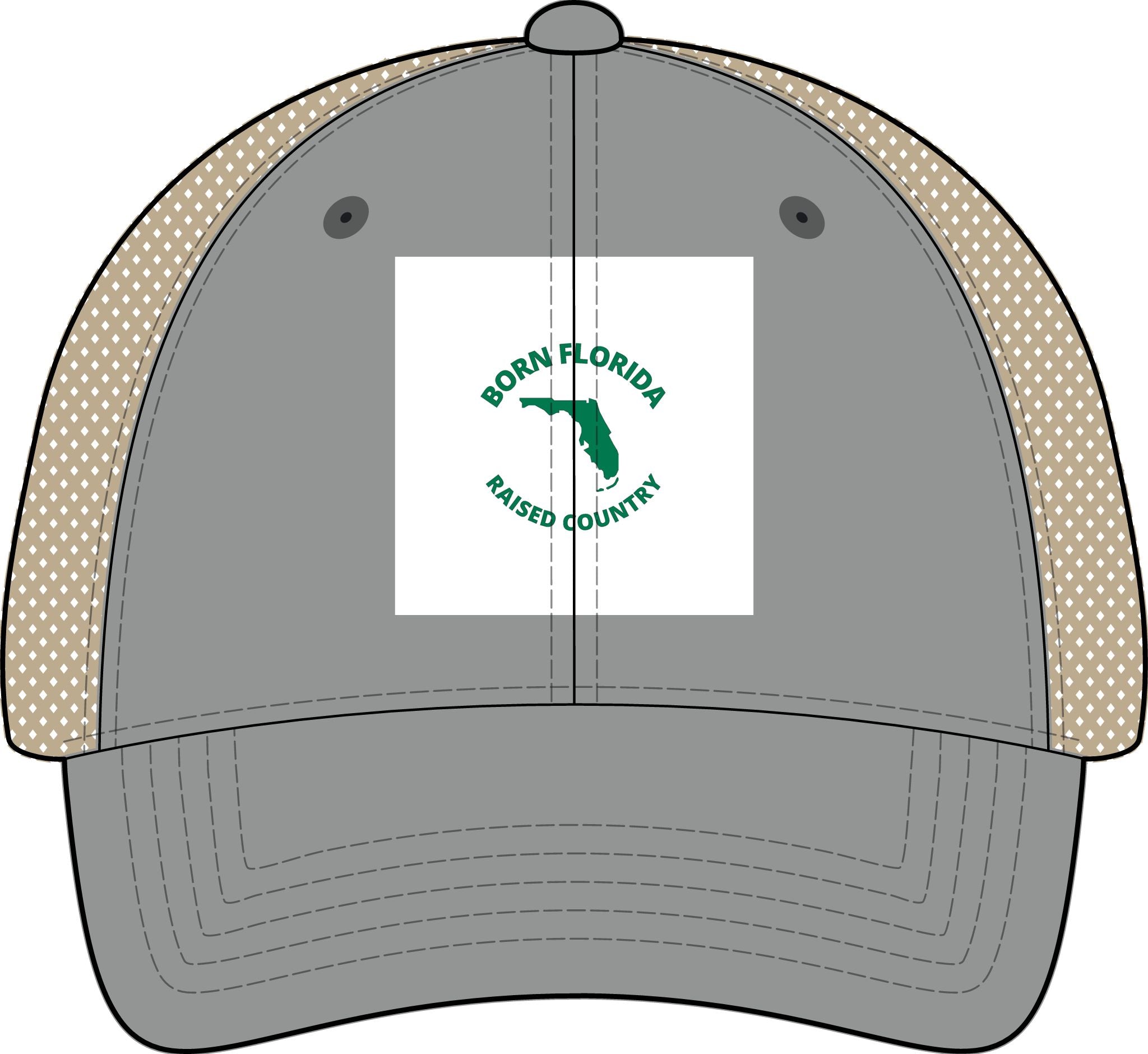 Born Florida • Raised Country Women's Distressed Trucker Hat (Embroidered Patch)