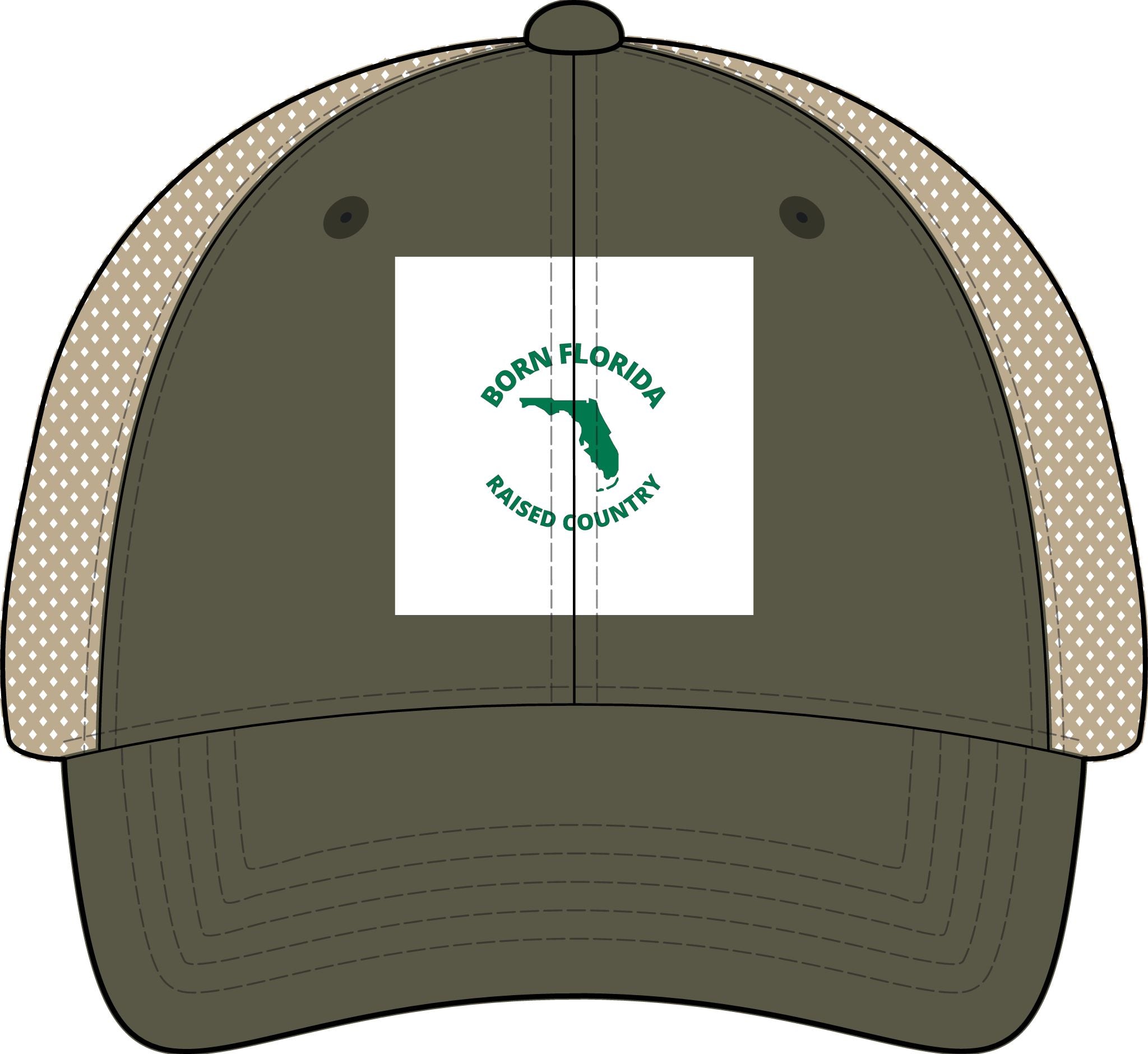 Born Florida • Raised Country Women's Distressed Trucker Hat (Embroidered Patch)