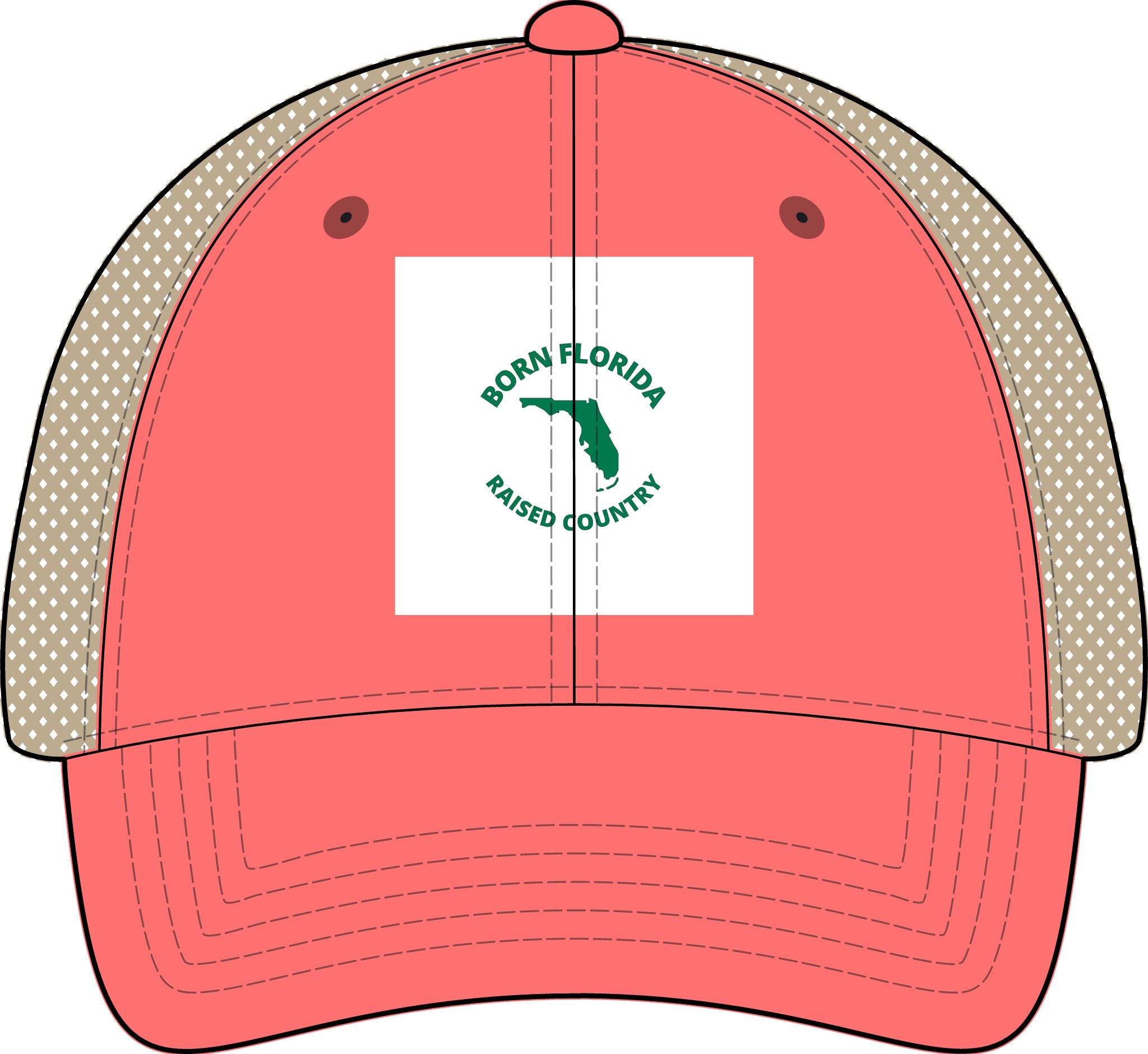 Born Florida • Raised Country Women's Distressed Trucker Hat (Embroidered Patch)