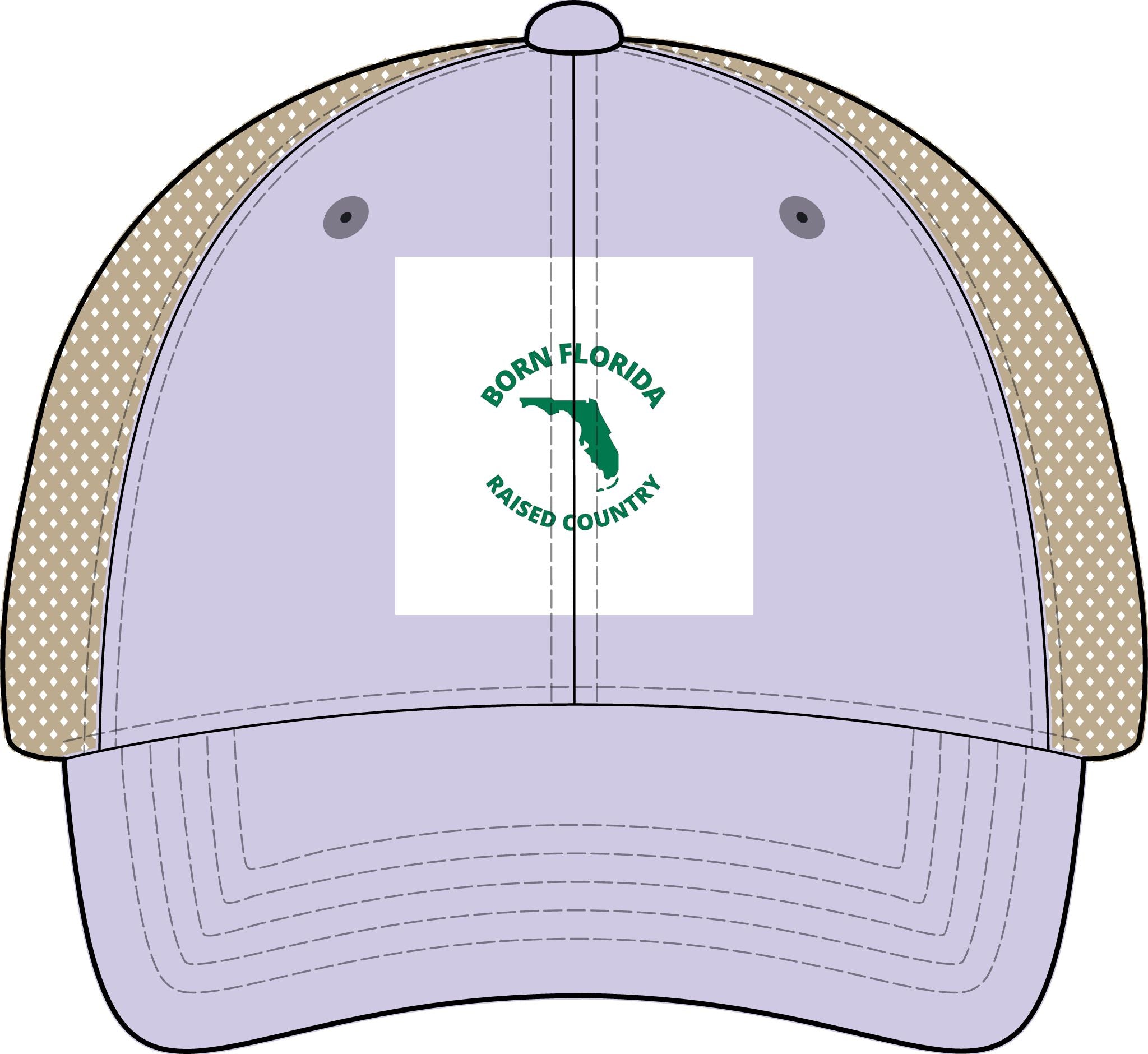 Born Florida • Raised Country Women's Distressed Trucker Hat (Embroidered Patch)