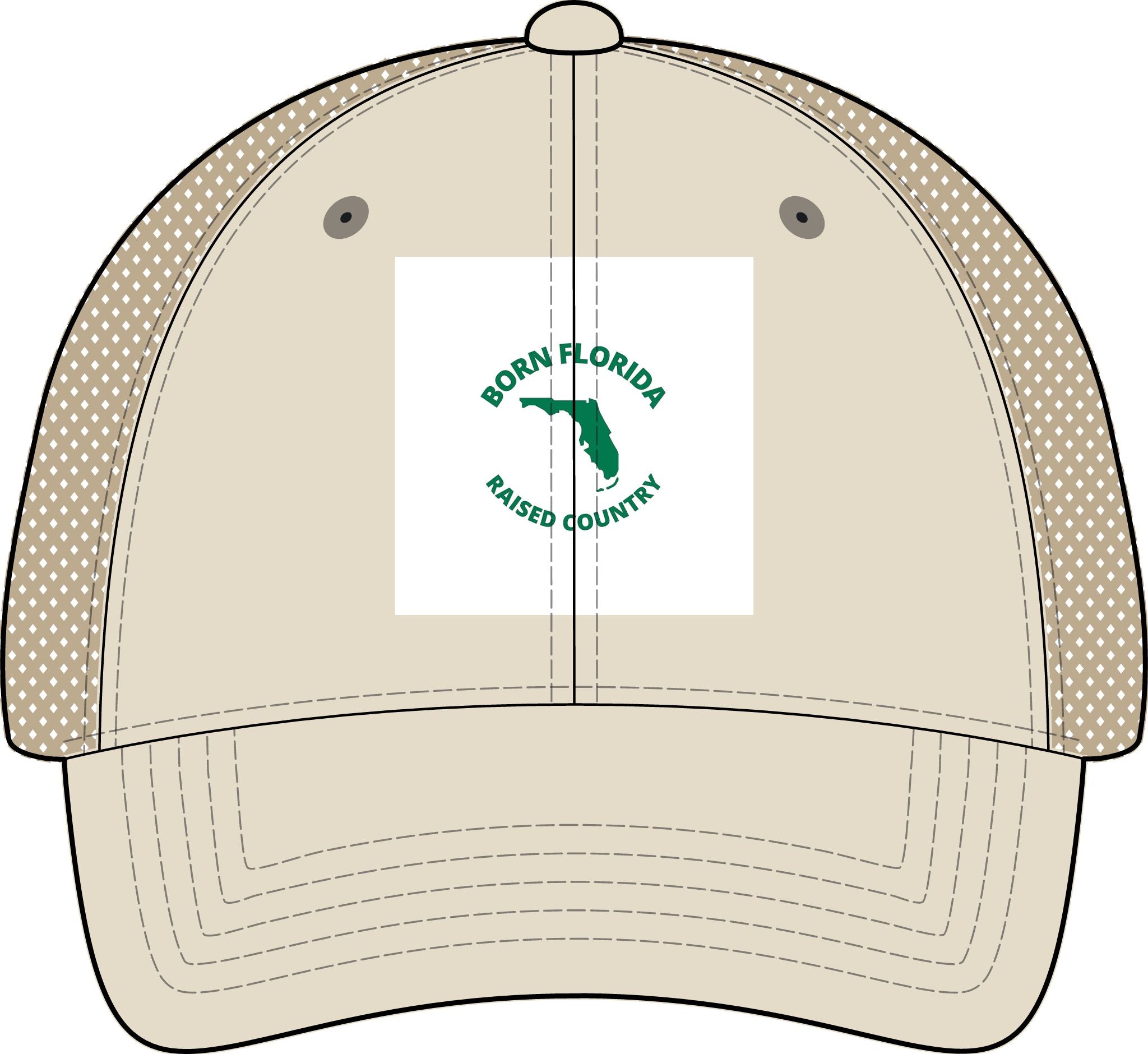 Born Florida • Raised Country Women's Distressed Trucker Hat (Embroidered Patch)