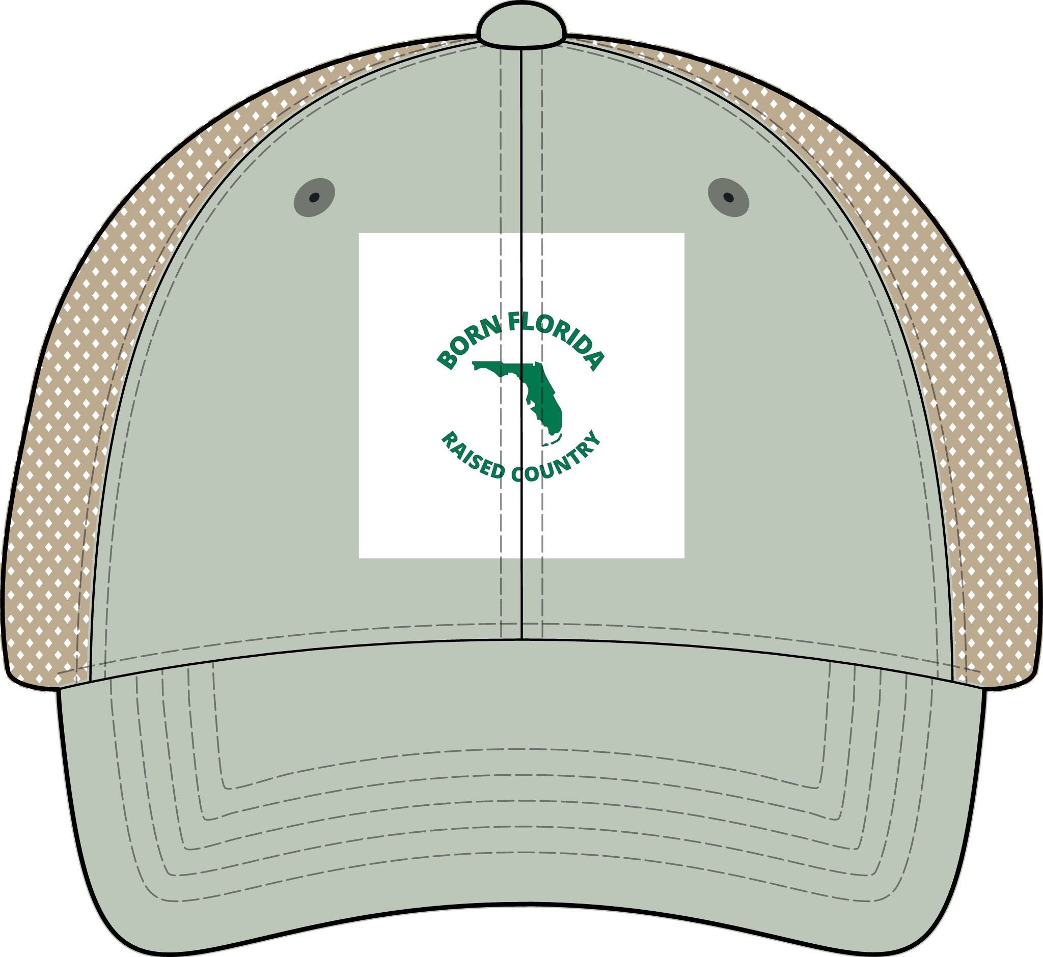 Born Florida • Raised Country Women's Distressed Trucker Hat (Embroidered Patch)