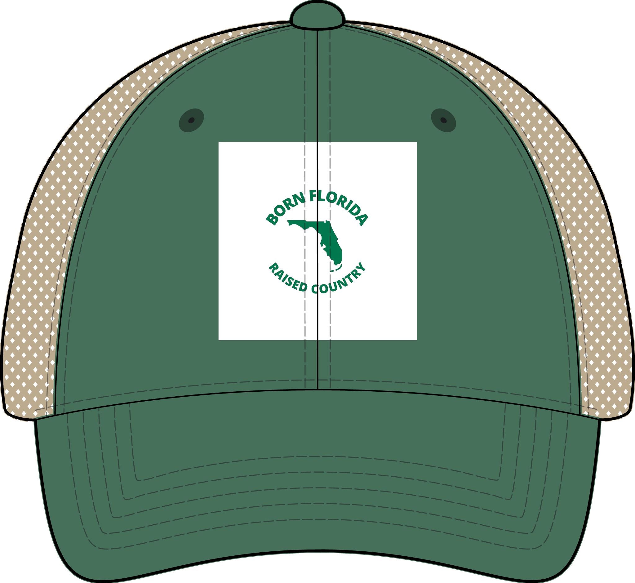 Born Florida • Raised Country Women's Distressed Trucker Hat (Embroidered Patch)