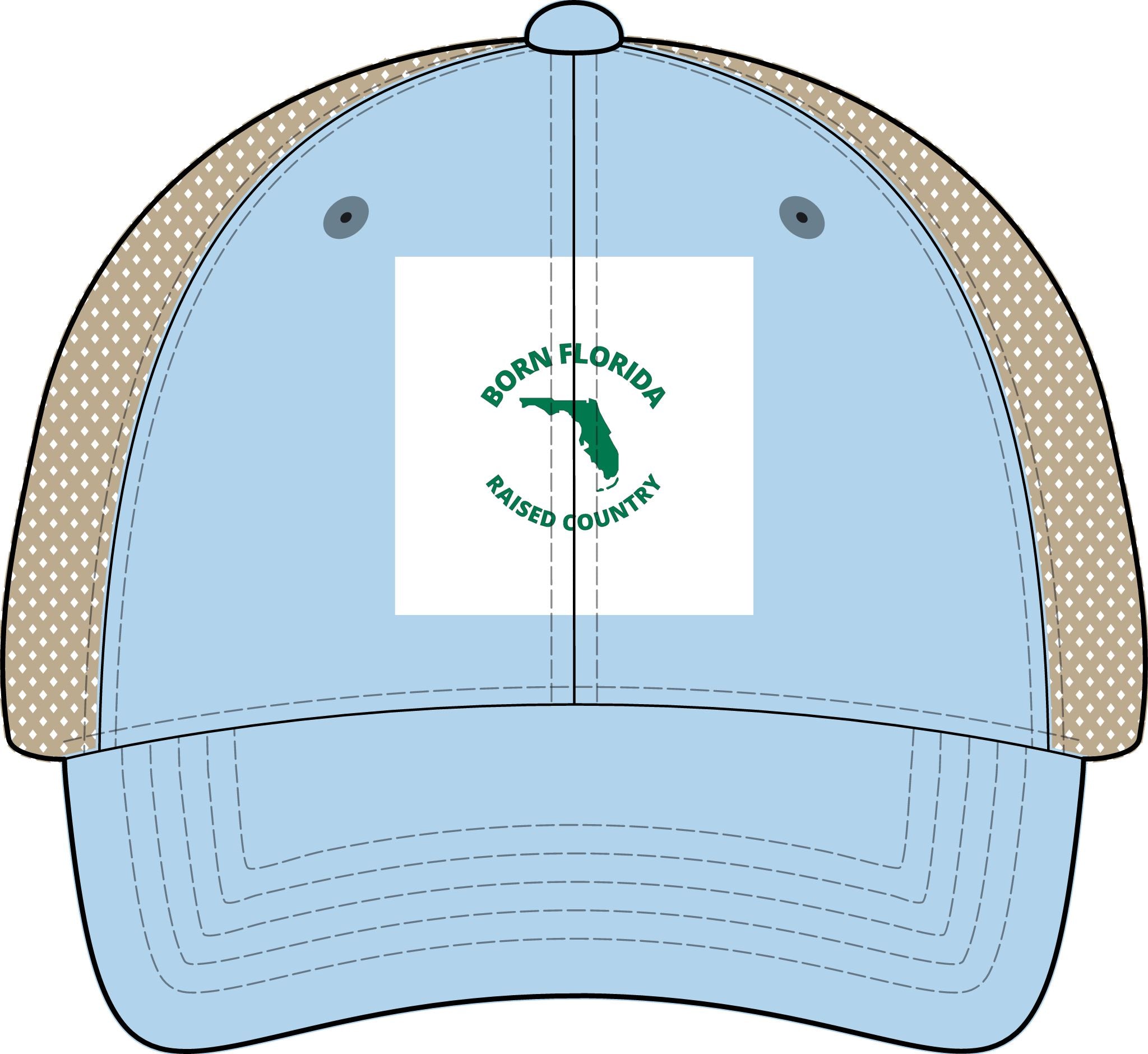 Born Florida • Raised Country Women's Distressed Trucker Hat (Embroidered Patch)