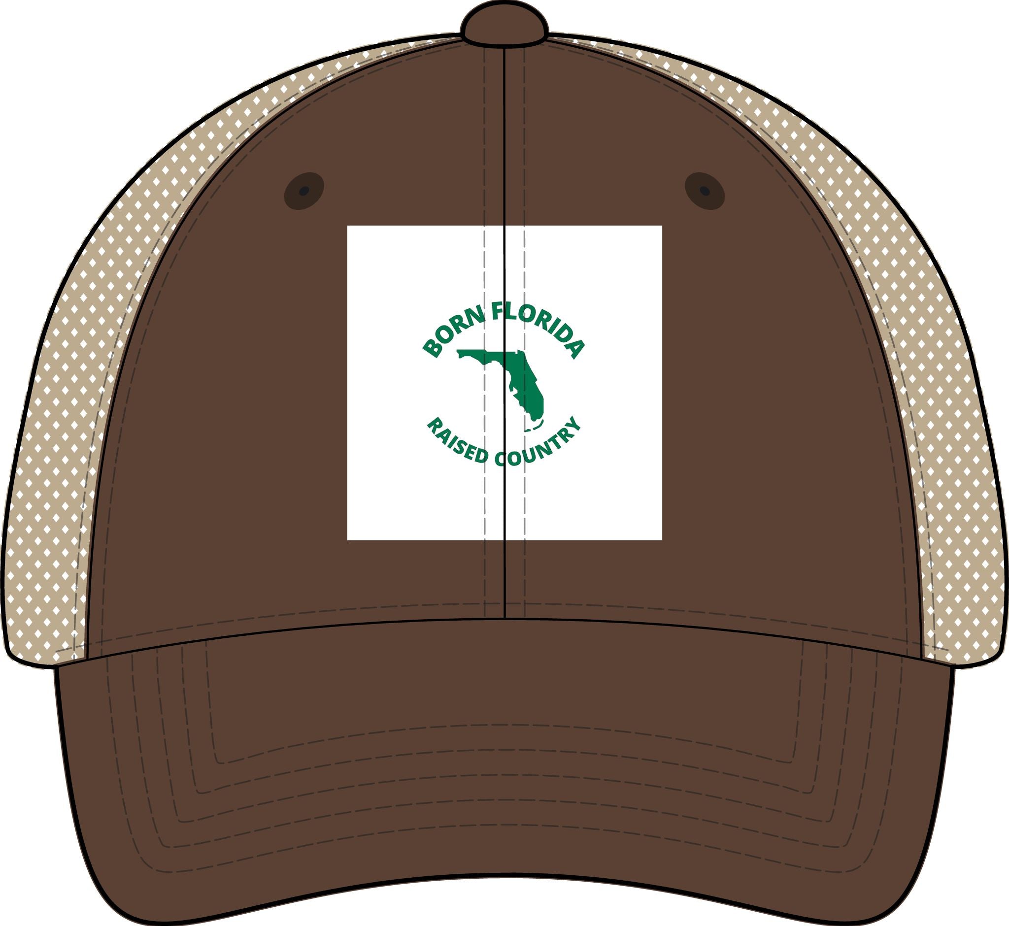 Born Florida • Raised Country Women's Distressed Trucker Hat (Embroidered Patch)