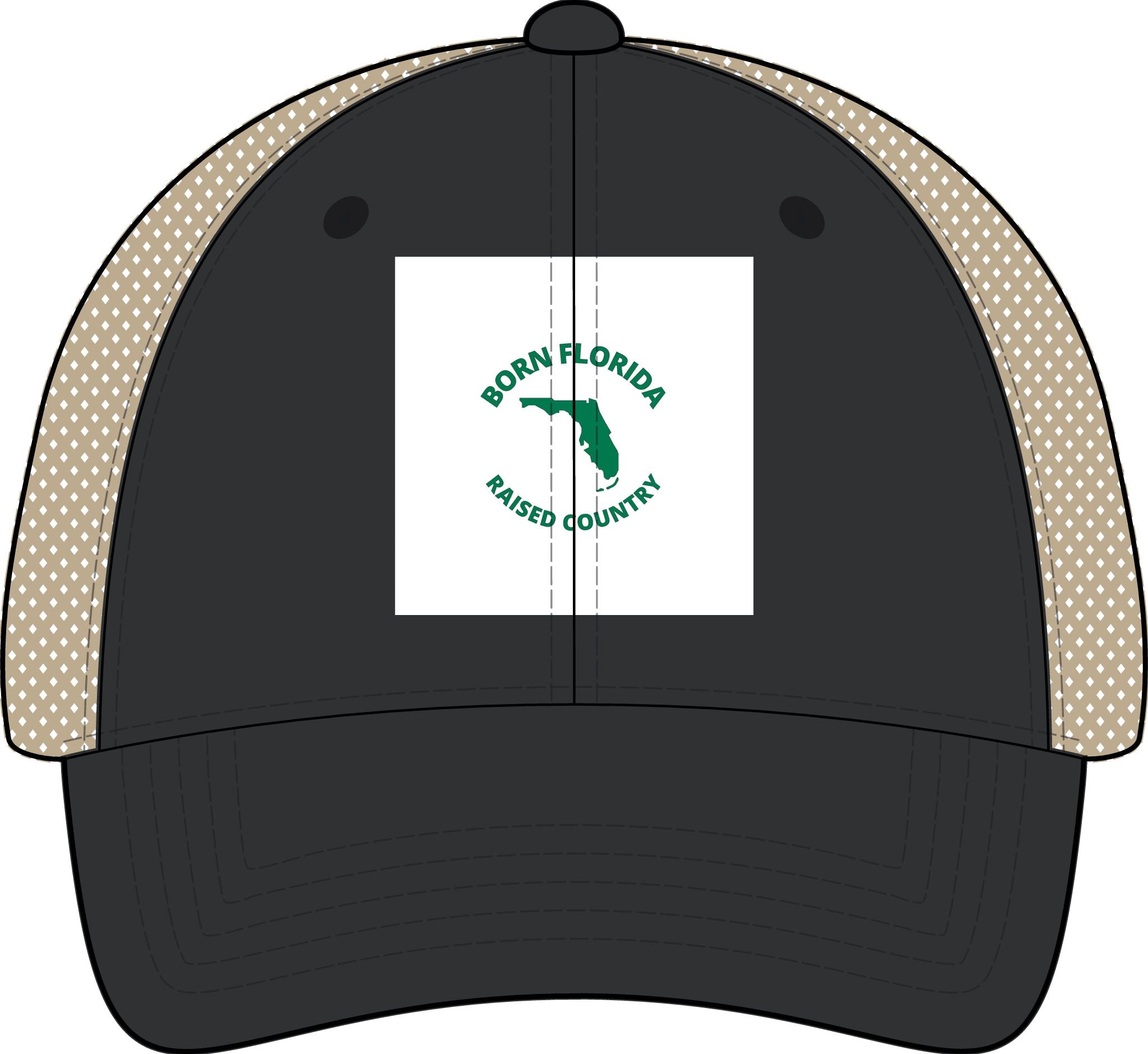 Born Florida • Raised Country Women's Distressed Trucker Hat (Embroidered Patch)