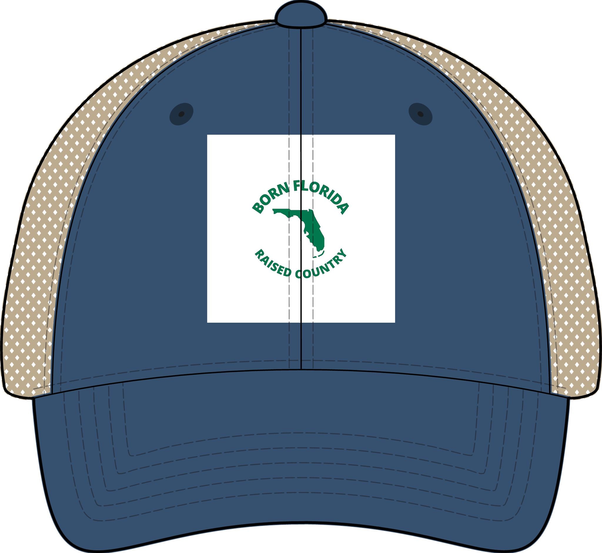 Born Florida • Raised Country Women's Distressed Trucker Hat (Embroidered Patch)